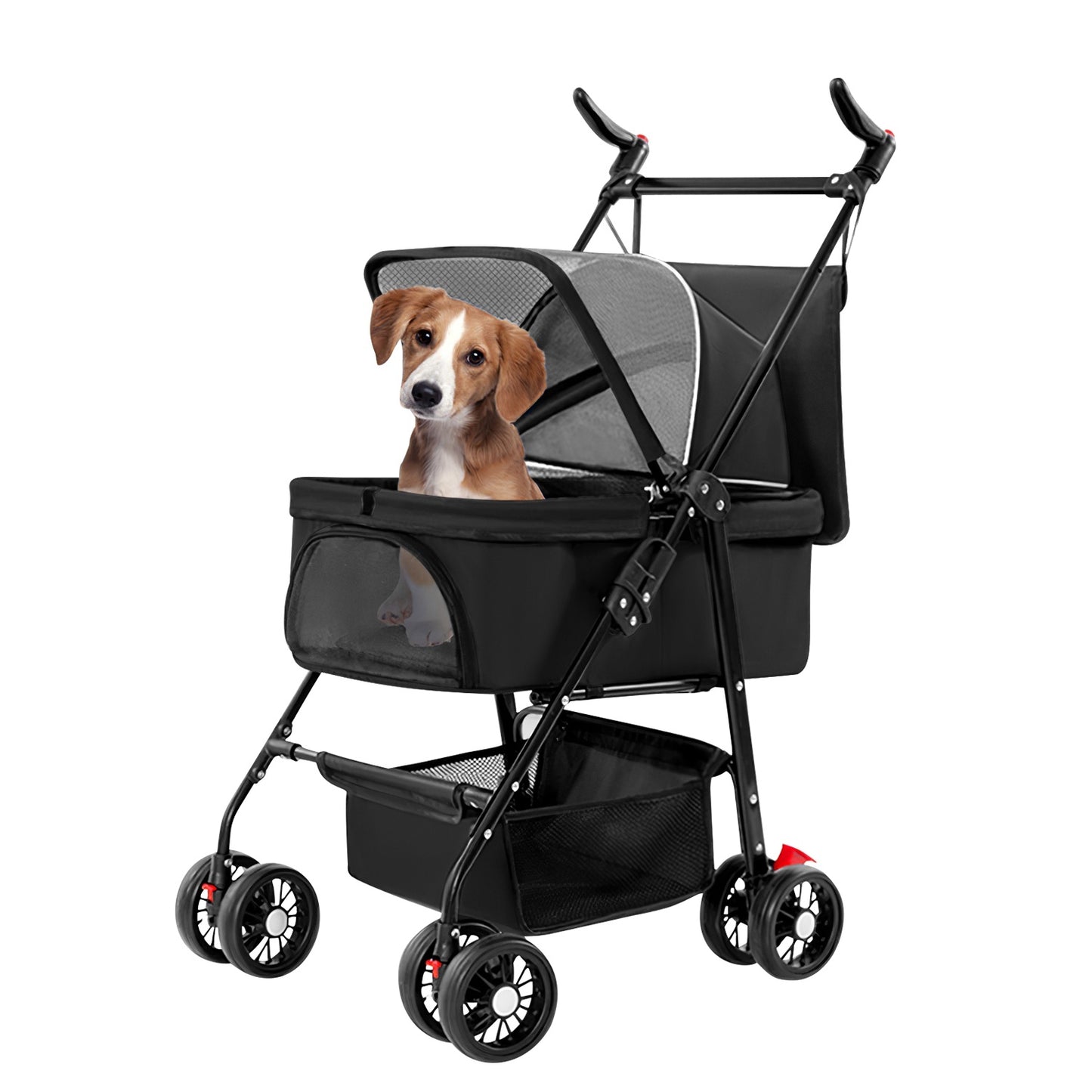 4-Wheels Pet Stroller Foldable Carrier Strolling Cart Travel Jogger