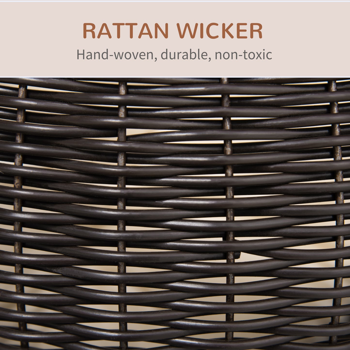 27 Elevated Cat Bed Rotatable Egg Chair Pod Thick Cushion Natural Mat Grass Woven Coffee