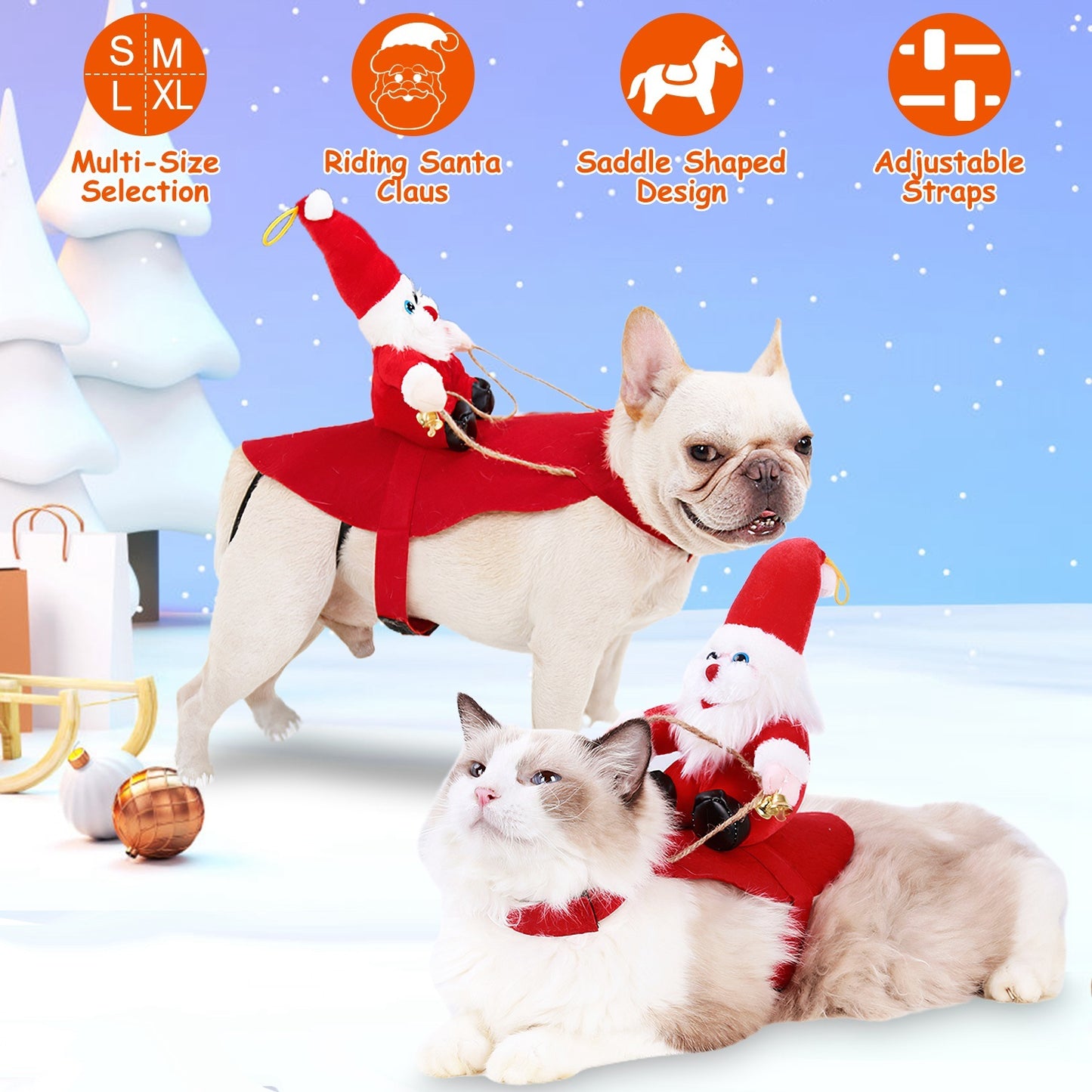 S-M-L-XL Options -- 1Pc Pet Christmas Costumes