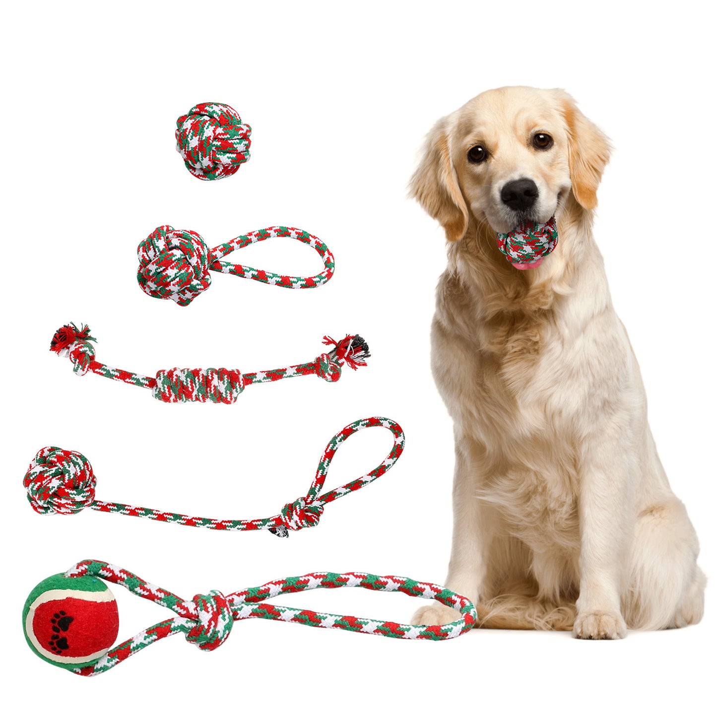 Set Of 5Pcs Christmas Dog Rope