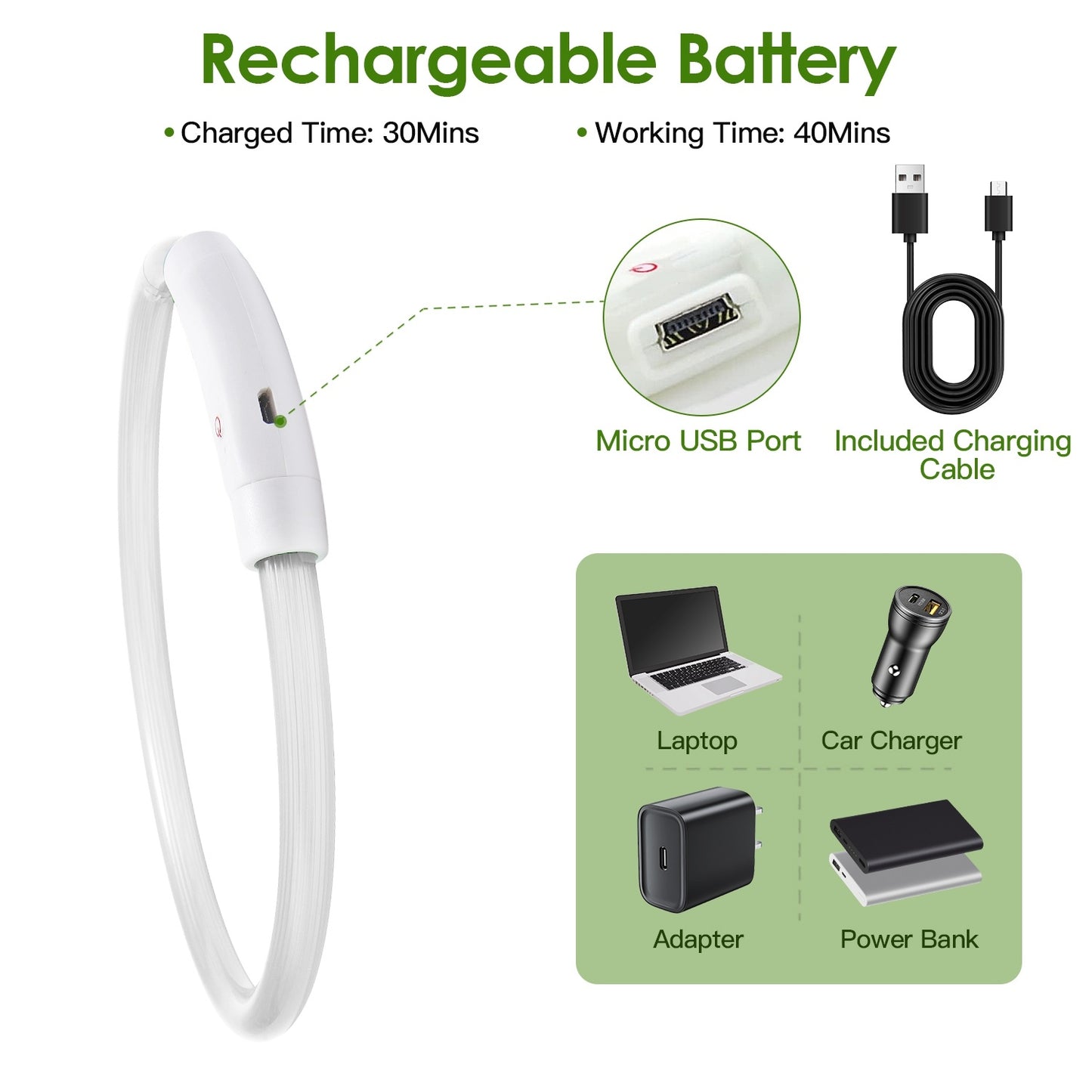 1Pc USB Rechargeable LED Dog