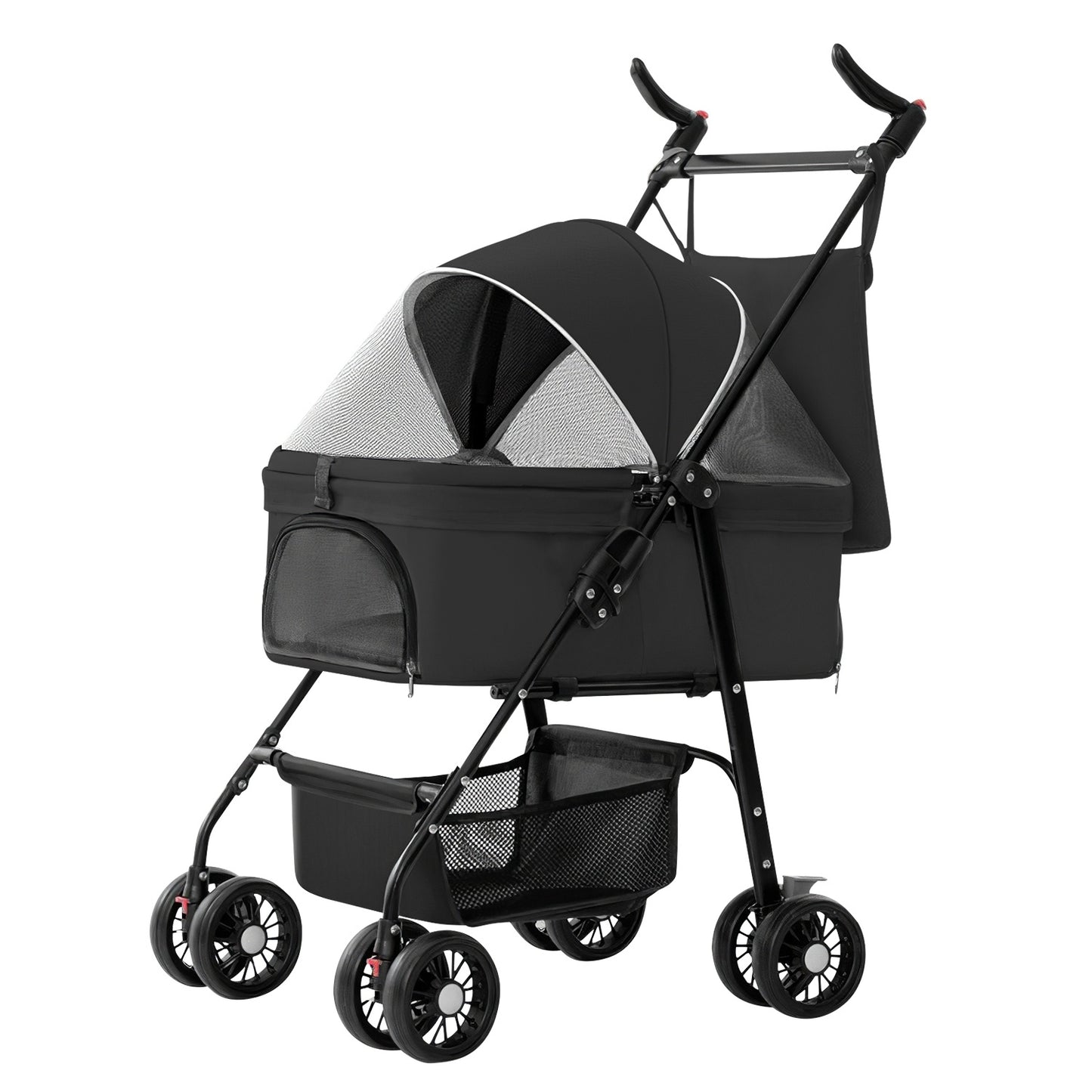 4-Wheels Pet Stroller Foldable Carrier Strolling Cart Travel Jogger