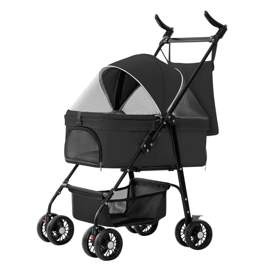 4-Wheels Pet Stroller Foldable Carrier Strolling Cart Travel Jogger